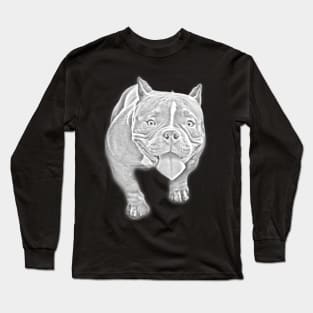 Pitbull Dog Sketch Art Long Sleeve T-Shirt